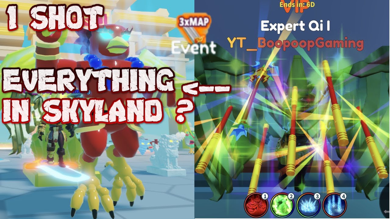 ONE SHOT ANYTHING IN SKYLAND WITH X3 DMG EVENT?-Weapon Fighting Simulator Roblox