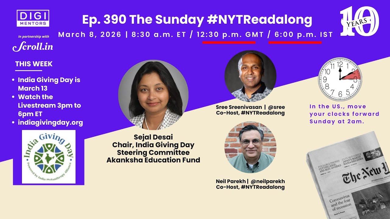 Ep. 390 of The Sunday NYTReadalong (Sejal Desai, India Giving Day)