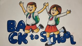 TUTORIAL MUDAH GAMBAR ORANG // GAMBAR POSTER BACK TO SCHOOL // CARA MENGGAMBAR POSTER