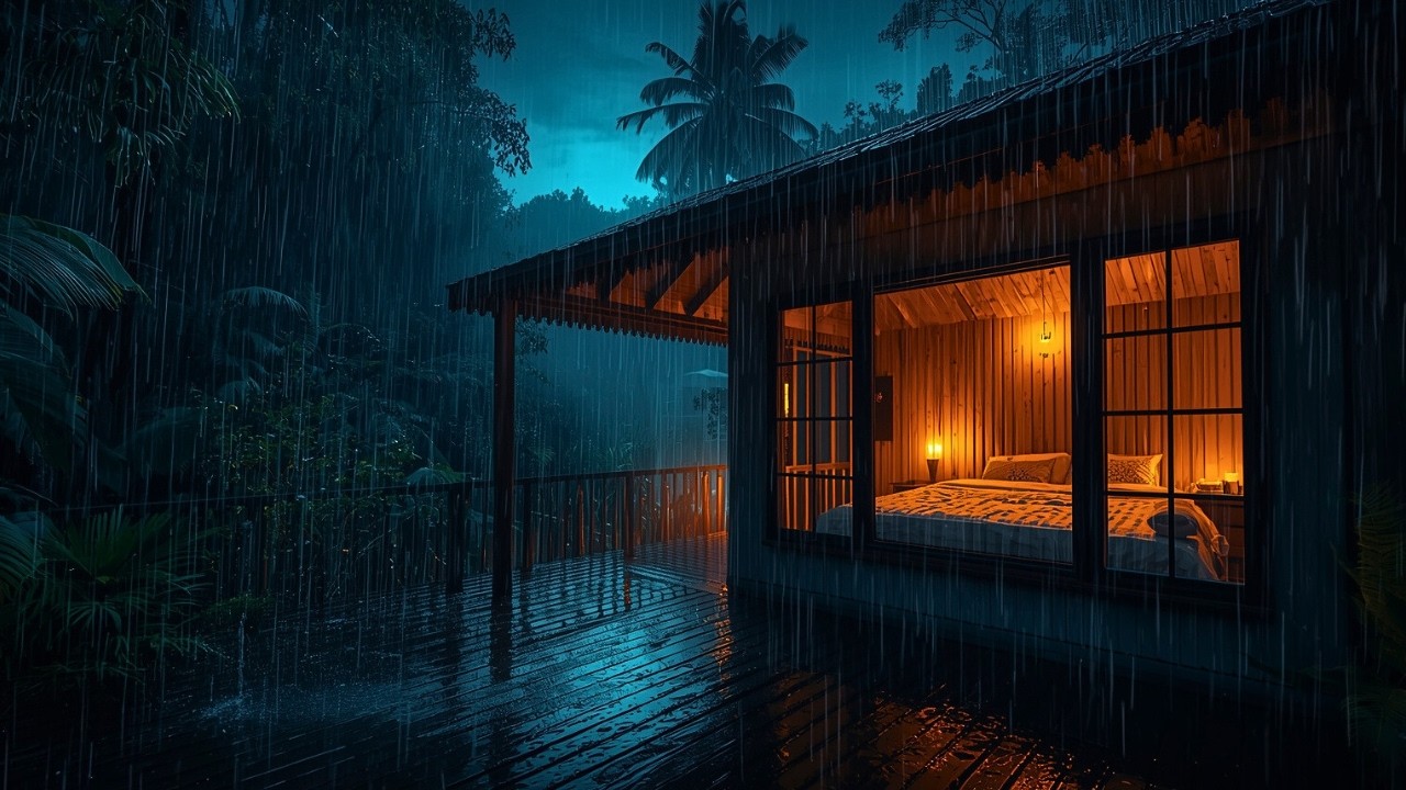 Peaceful Cabin Rain at Night 🌙 Deep Sleep Ambience for Overthinking,Anxiety,Insomnia & Stress Relief