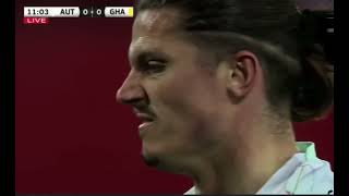 Ghana defender Jonas Adjetey conceded a penalty and Austrian striker Michael Gregoritsch scored it
