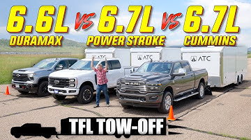Mega Diesel TOWING Drag Race: Chevy vs Ford vs Ram - Which Is the FASTEST HD Truck? TFL Tow-Off