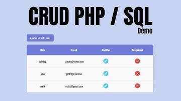 Démo : Comment créer un CRUD en PHP /SQL | Explication