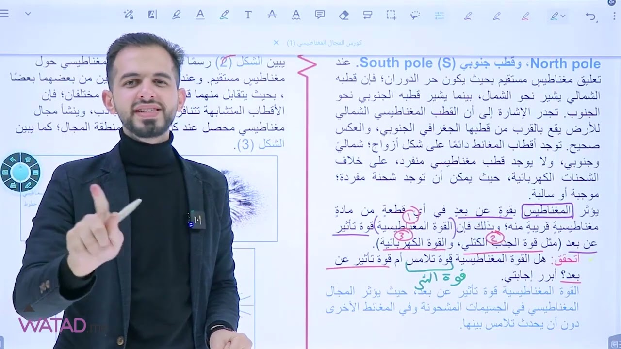 الحصة الرسمية الأولى من وحدة المغناطيسية (المجال المغناطيسي) فيزياء التوجيهي-الأستاذ اياد زعرور