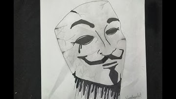 How to draw✍ Guy Fawkes Mask step by step for beginners   by (Nour