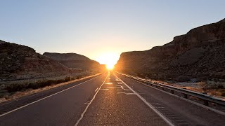 Driving Through the Virgin River Gorge at Sunset in 4k Video