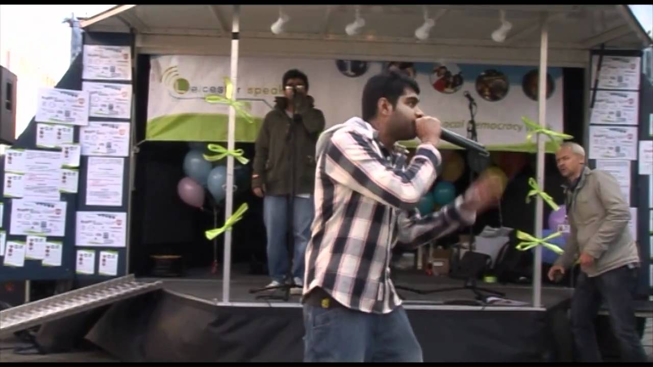 A rap performance at the launch of Leicester Speaks