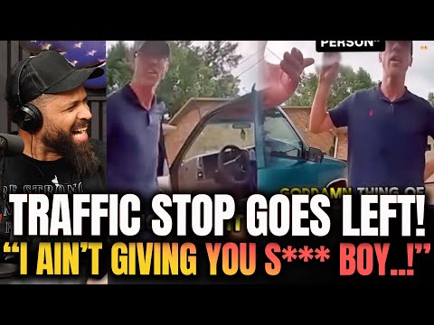 White Guy Goes OFF on Cop during traffic stop in his own driveaway!