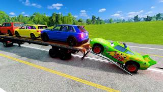 Flatbed Truck McQueen | Narrow Bridge Fail #8 | BeamNG.drive