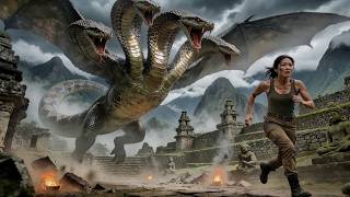 【FULL MOVIE 4K】Woman awakens giant beast, then chased by three-headed pythons!