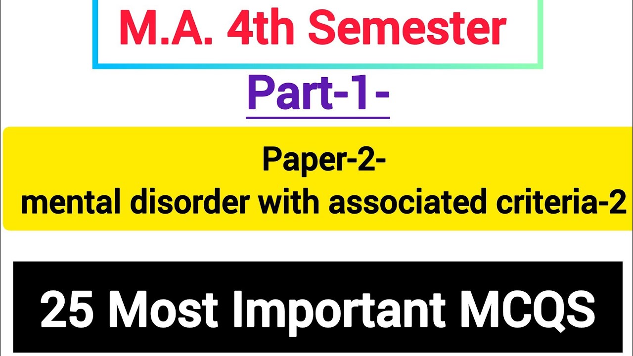 M a 4th semester psychology most important mcq 25 important mcq