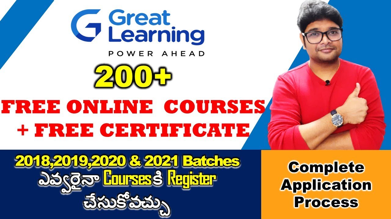 Great Learning Free Online Certification Courses 2021 | Free Courses in Telugu | V the Techee