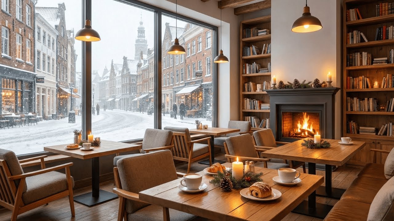 Уютный Зимний Джаз в Хижине ❄️🔥 Метель и Камин для Концентрации (Без Слов)