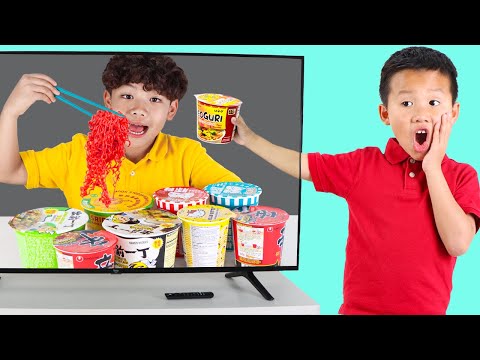 Kaden vs Eric: TV Food Battle with Fruits Slime & Art!