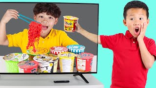 Kaden vs Eric: TV Food Battle with Fruits Slime &amp; Art!