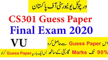 CS301 Data Structure important Guess Paper Final term exam 2020 | CS301 Guess Paper |