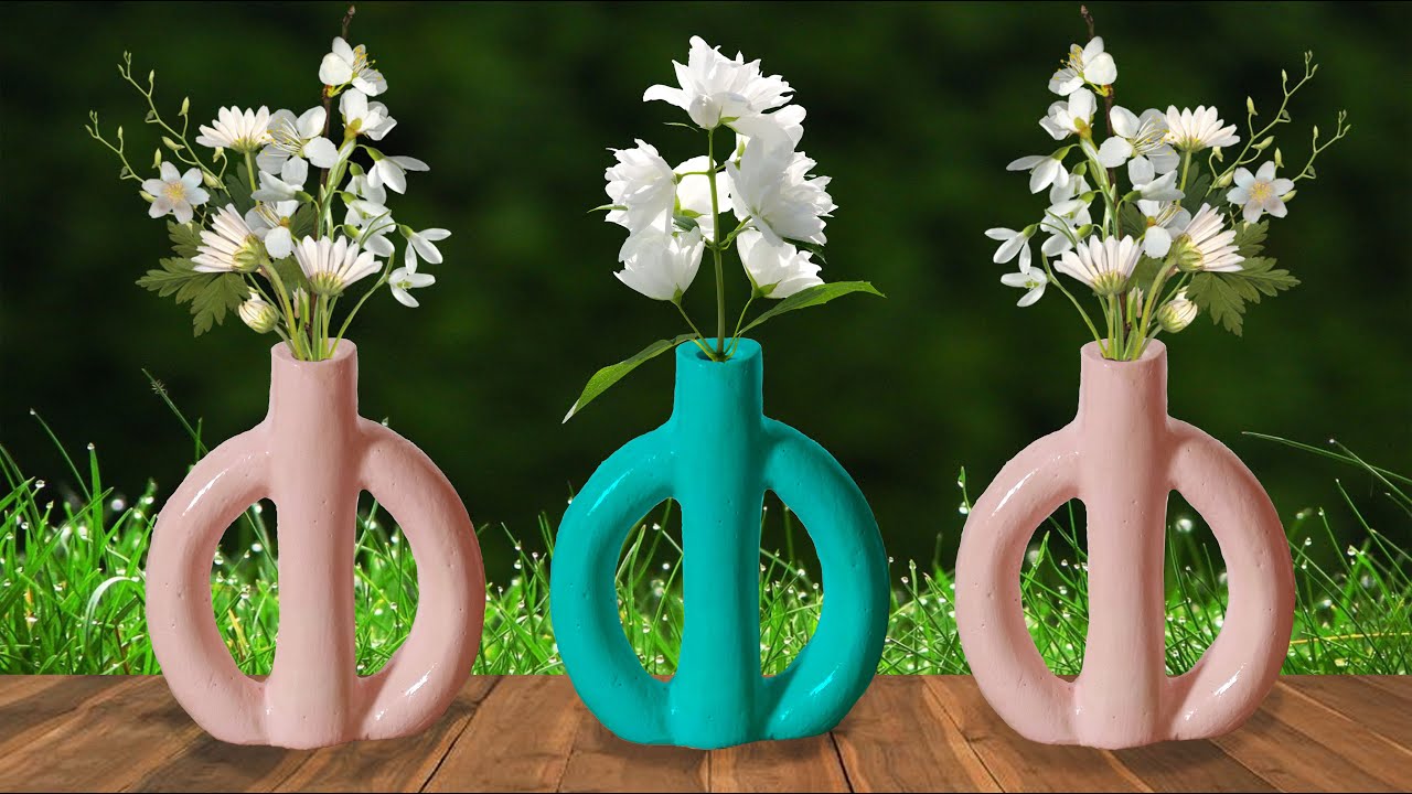 DIY Beautiful flower vase made with White Cement Easy Flower Vase