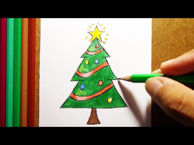 Como Desenhar E Pintar Desenhos De árvore De Natal. Desenho Fácil