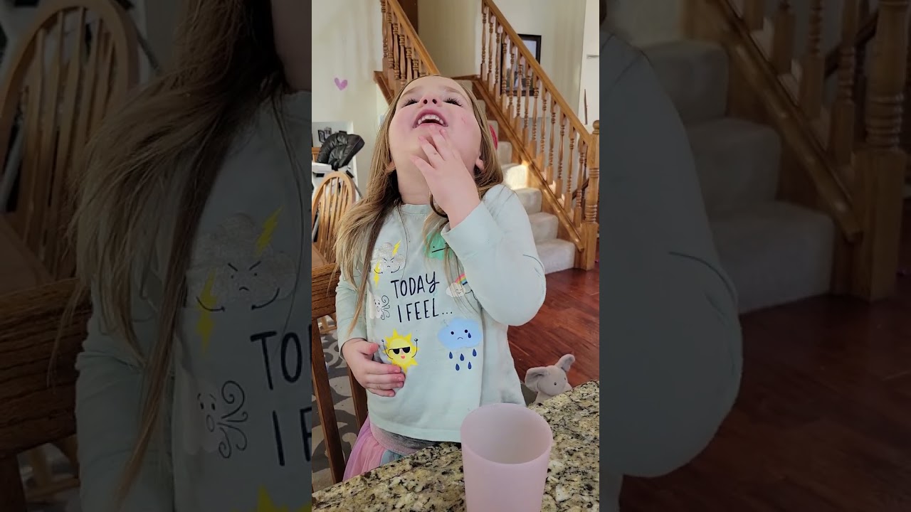 Caroline gargling water for our NYE challenge