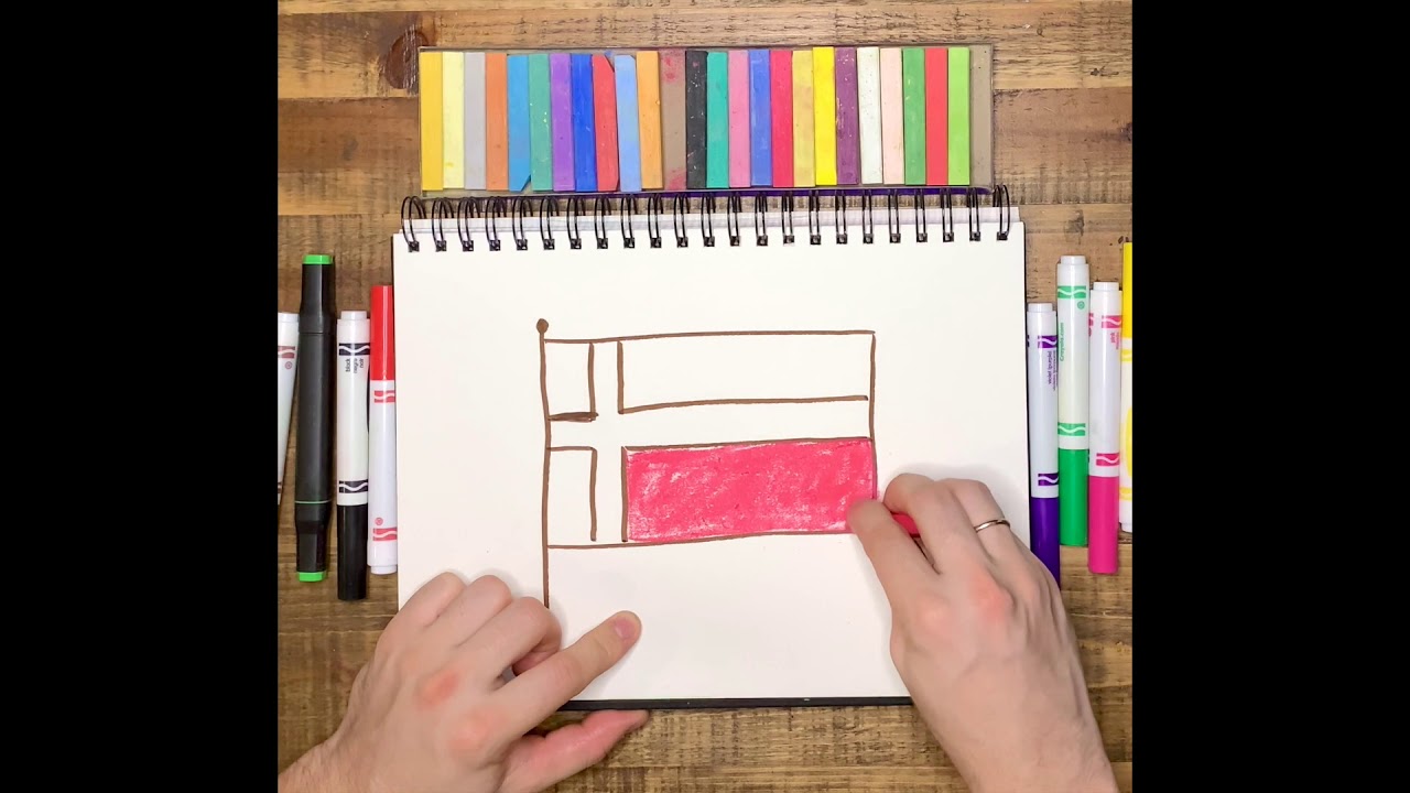 Урок рисования для детей. Рисуем флаг Дании!