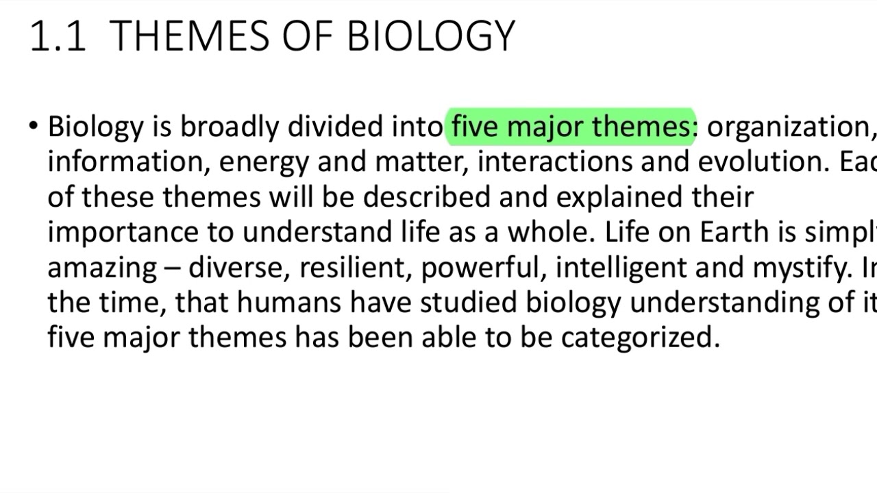 Grade 12 Biology, Theme 1 | New Properties Emerge at Successive Levels of Biological Organization