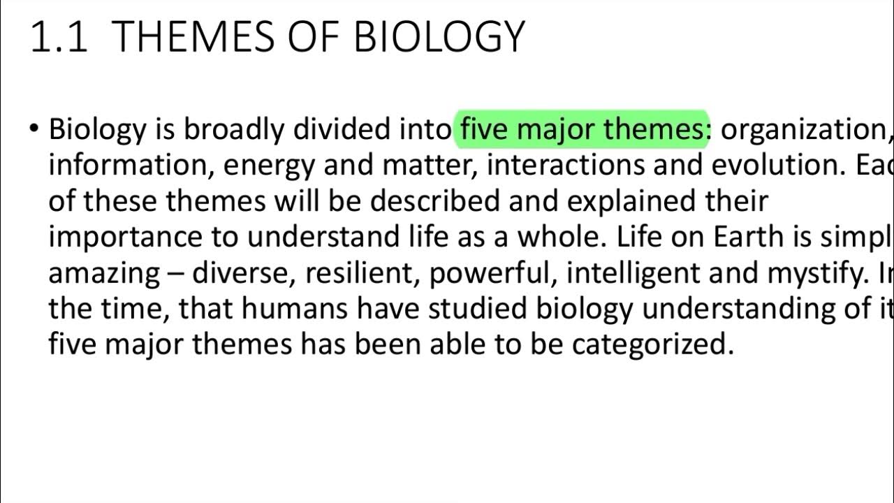 Grade 12 Biology, Theme 1 New Properties Emerge at Successive Levels