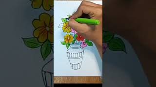 Flowerpot drawing and coloring | #swarnaart #flower
