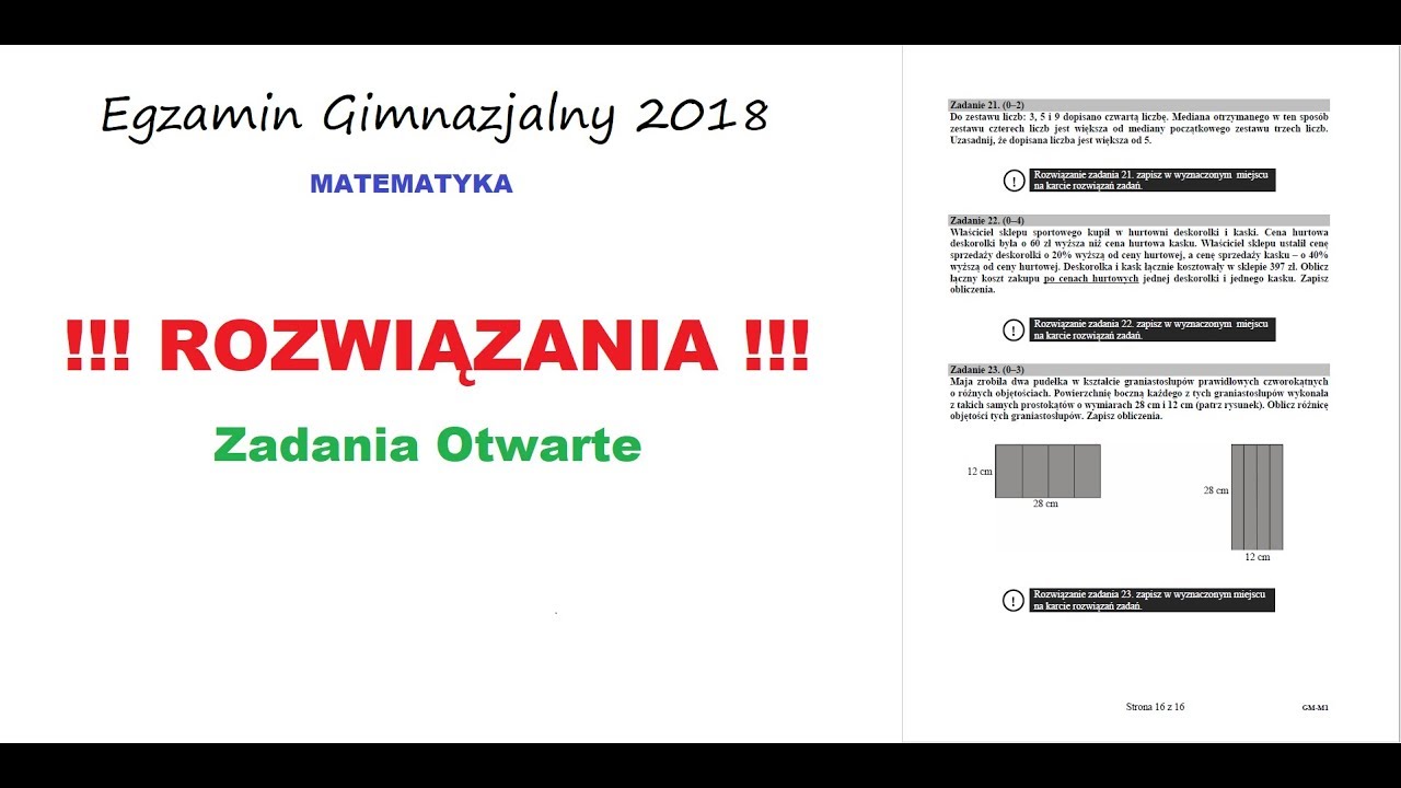 || EGZAMIN GIMNAZJALNY 2018 - MATEMATYKA [ODPOWIEDZI] || - Tajniki