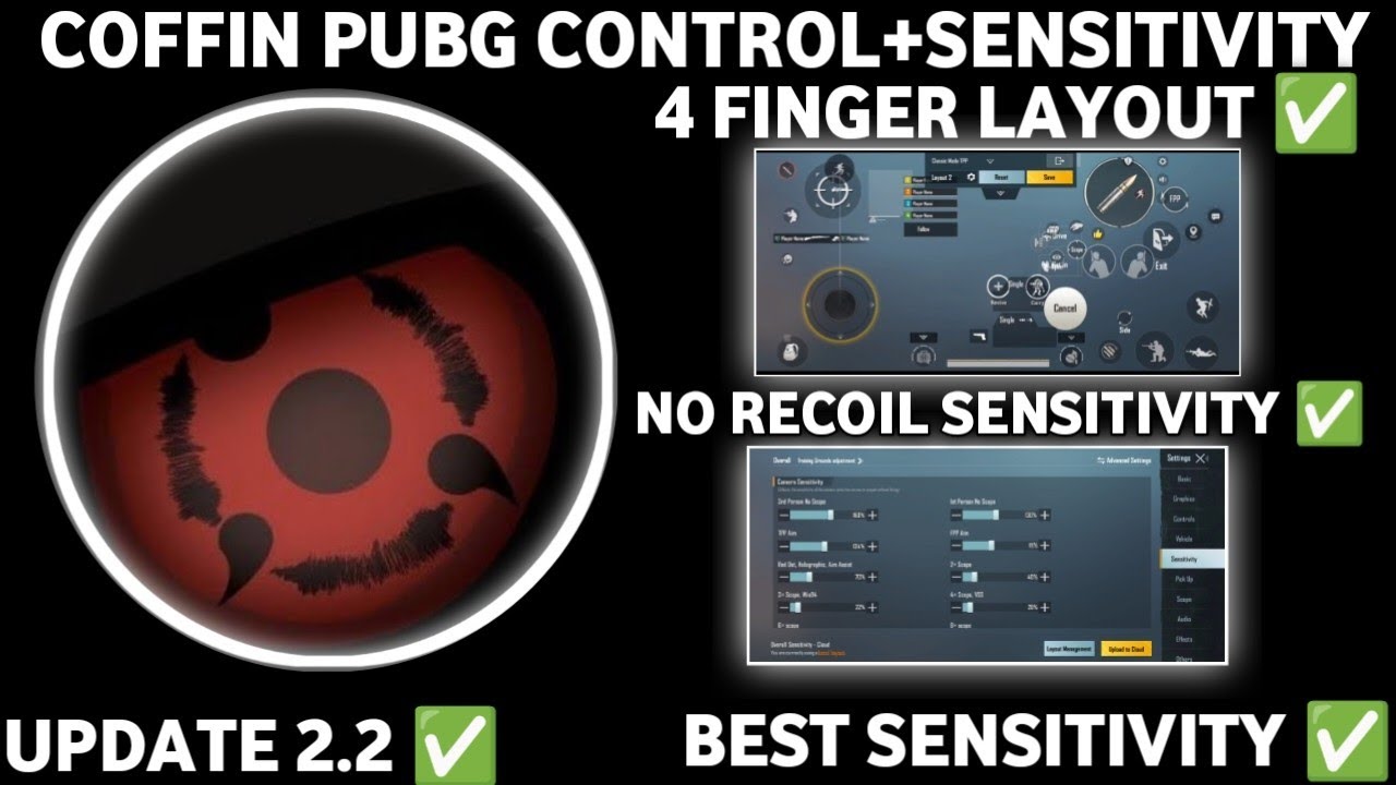 UPDATE 2.2 🔥 COFFIN PUBG SENSITIVITY SETTINGS// COFFIN PUBG CONTROL CODE BGMI 4 FINGER LAYOUT