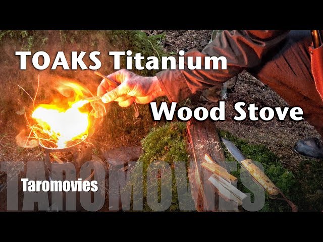 TOAKS Titanium Backpacking Wood Burning Stove under Wet Conditions / 4k Video