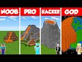 Minecraft Battle: NOOB vs PRO vs HACKER vs GOD: LAVA VOLCANO HOUSE BASE BUILD CHALLENGE / Animation