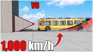 BUS (full) Dummy VS Sharp Edge Wall 1000 km\h (239) | #cars crash test | beamng drive | car torture screenshot 2