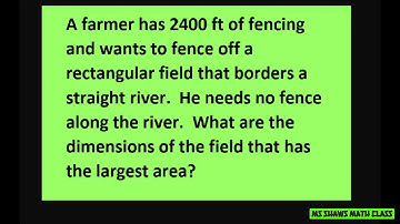 Given 2400 ft of fencing what are dimensions of a field that has the largest area. Optimization