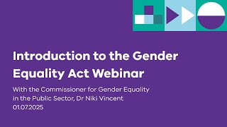 Webinar: Introduction to the Gender Equality Act