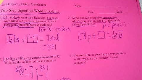 Two Step Equation Word Problems