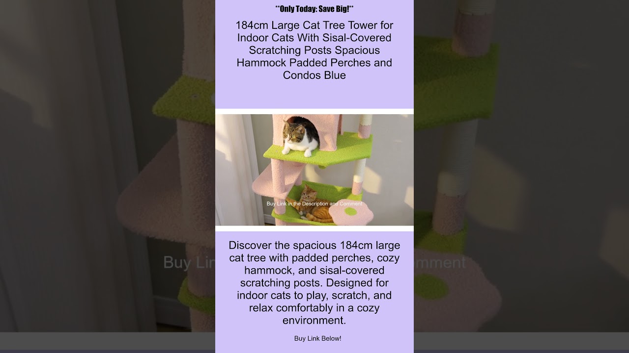 184cm Large Cat Tree Tower - Spacious Hammock, Scratching Posts