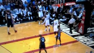 Cameraman falls at Heat game.