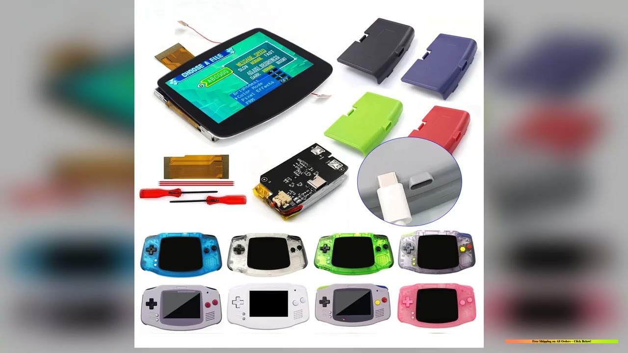 GBA V5 Laminated IPS LCD Backlight KIT BuiltIn Rechargeable 1800mAh Lithium Battery Typec Port For