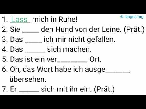 lassen, lässt, ließ, gelassen, hat lassen, verlassen, veranlassen, lies, las, gelesen, let, leave,