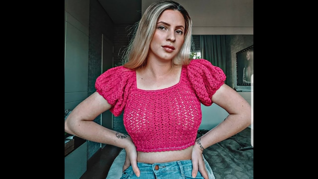 Cropped crochê manga bufante - Destro - Parte 2