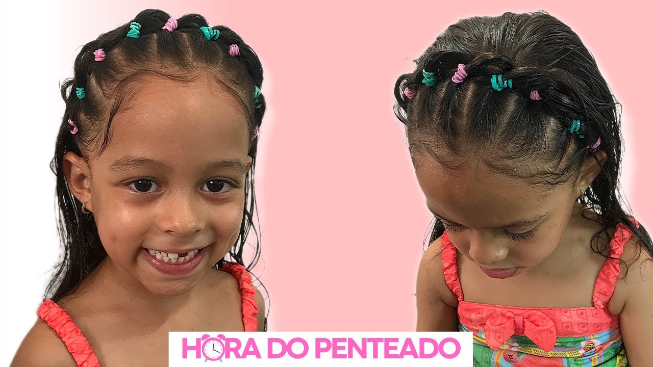 Penteado Tiara de liguinha  Penteados, Penteado com tiara, Penteados  infantis