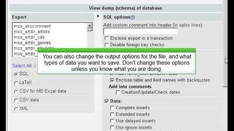 ‪Joomla 2.5 - ‬Create a Backup with phpMyAdmin