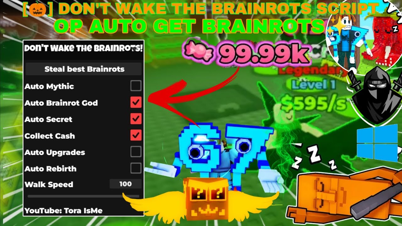 [🎃] Don't Wake the Brainrots! Script *NO-KEY* Steal Best Brainrots God/Secret/Mythic/Etc,Rebirth+Mor