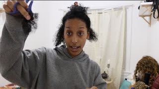 cutting my hair w/ walmart scissors i stole