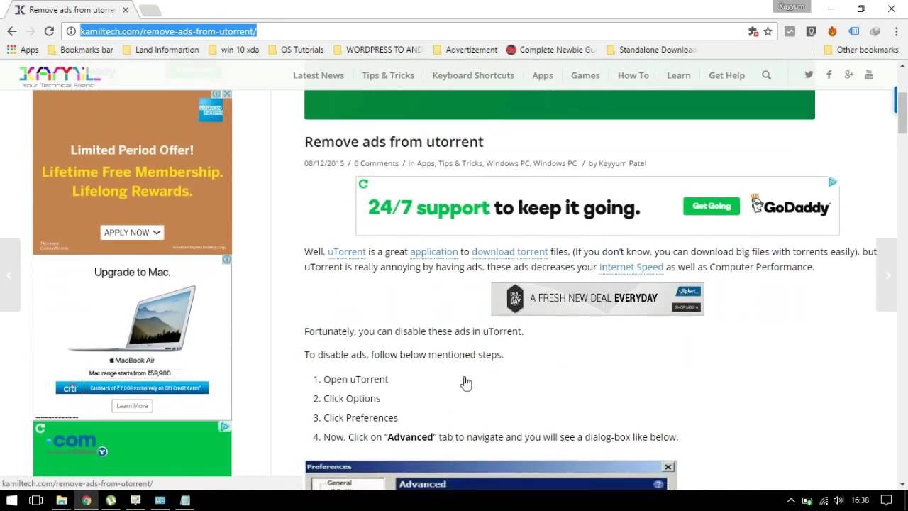 Remove or Disable Ads in uTorrent without buying a pro verision