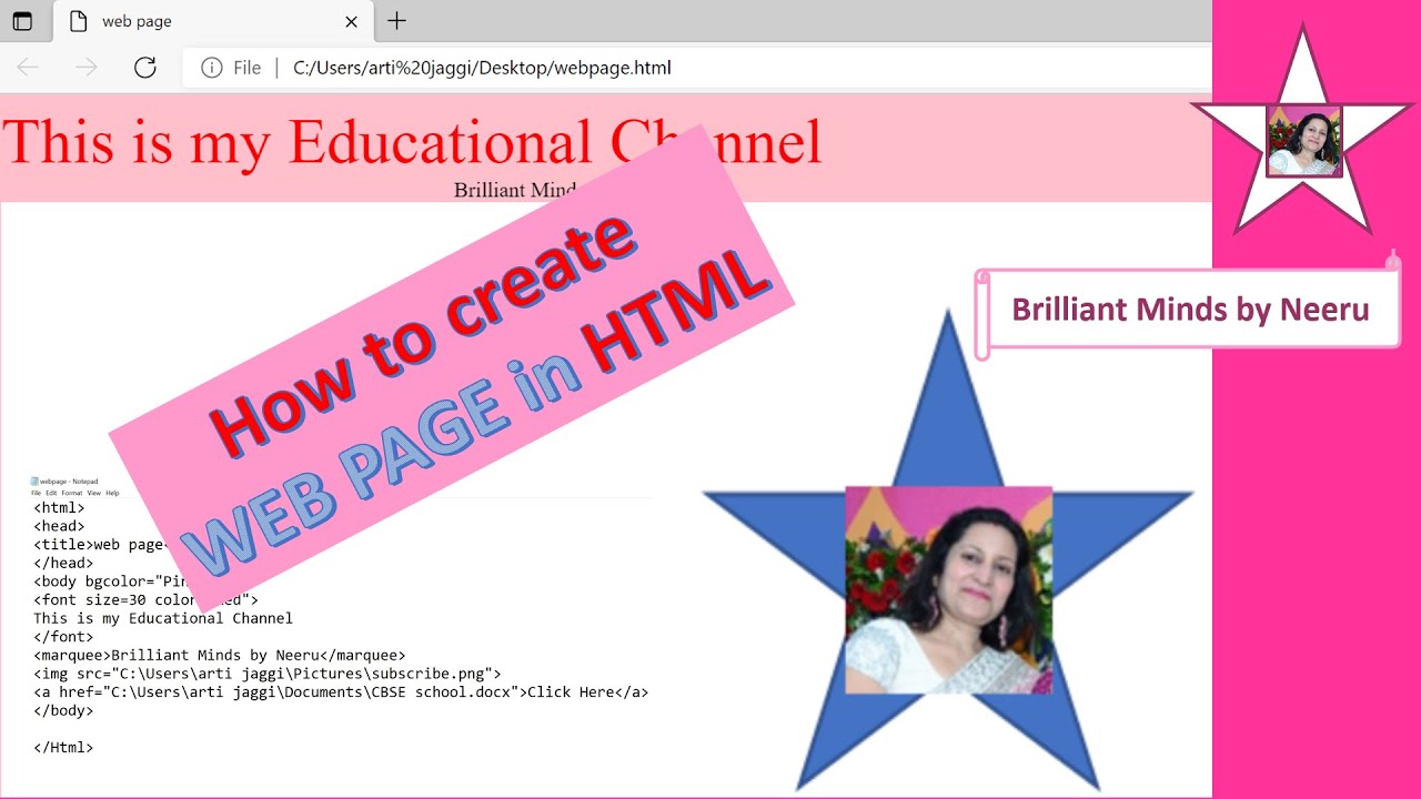How to create WEB PAGE in HTML-Web Page Creation using HTML - YouTube