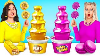 Desafío de Comida Dorada VS Rosada | Comer Dulces de Un Color Durante 24 Horas por MEGA GAME