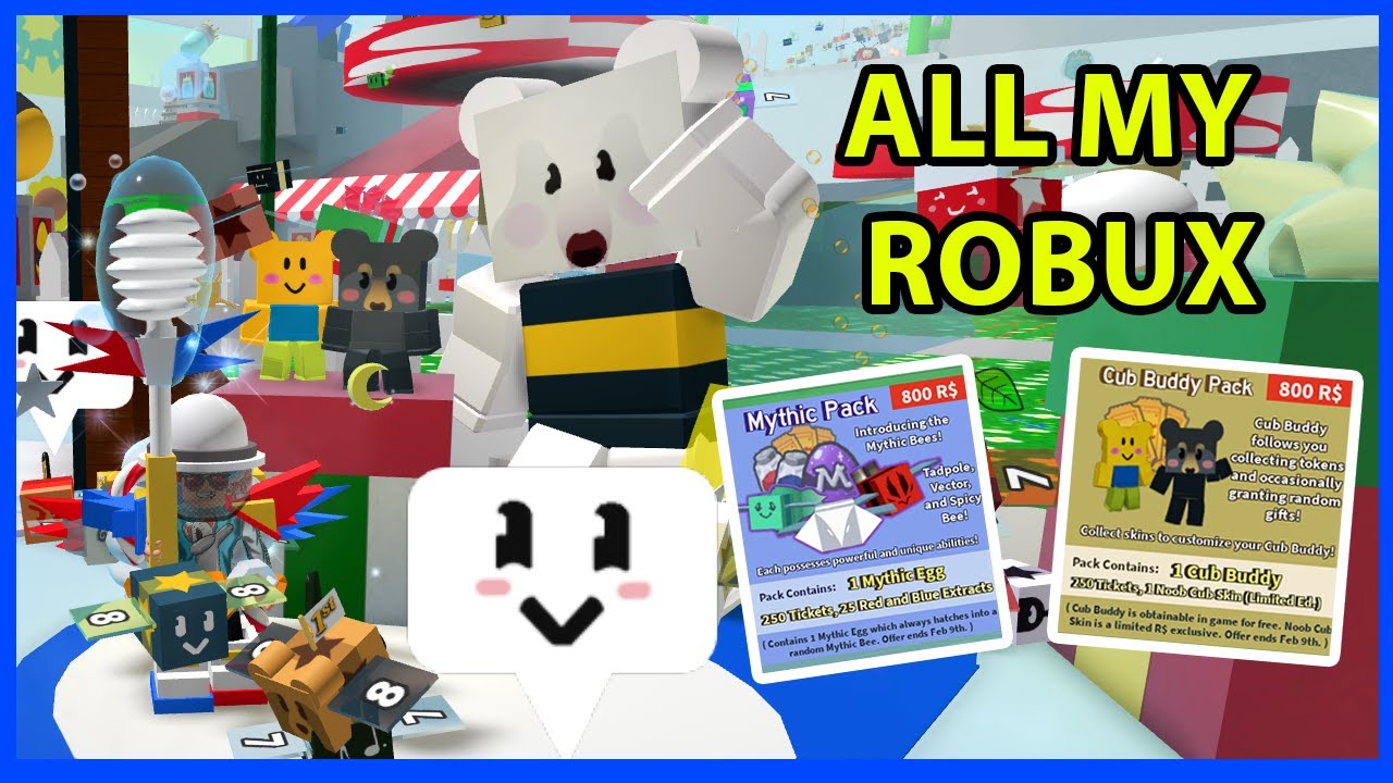 Spending All My Robux Buying All The New Packs In Roblox Bee Swarm Simulator Youtube - noob buddy roblox