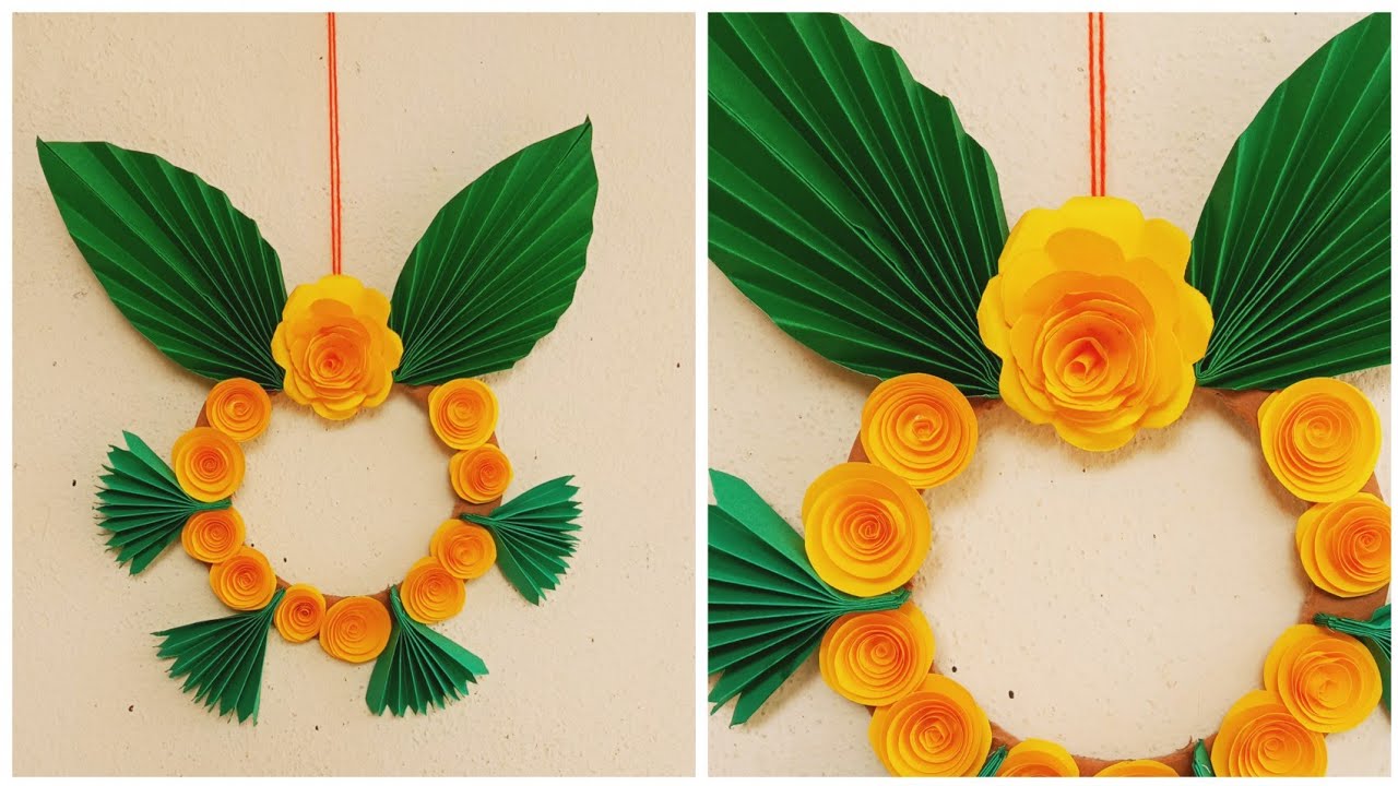 Paper flower wall hanging Round shape wall hanging Wall decor ideas