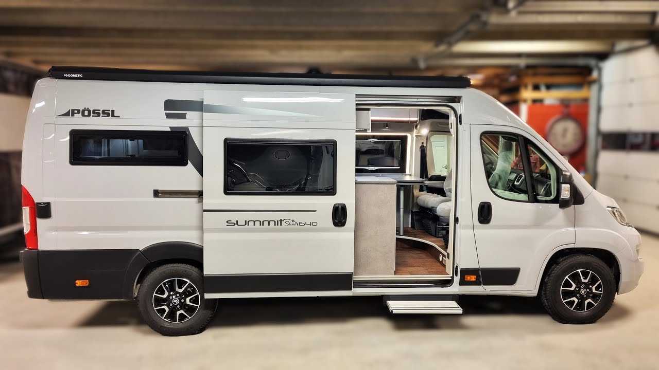 Small Luxury Campervan has 4 Captain Seats and a Hidden Shower - New Pössl Summit Shine 640